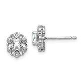 Sterling Silver Rhodium-plated White Topaz & Diam. Earrings